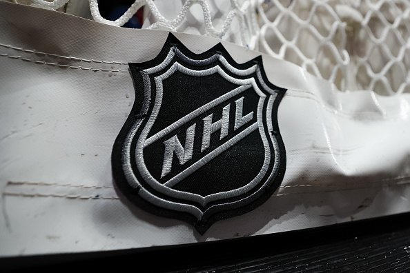 WASHINGTON, DC - DECEMBER 15: A detailed view of the NHL logo on the net before the game between the Washington Capitals and the Dallas Stars at Capital One Arena on December 15, 2022 in Washington, DC. (Photo by Scott Taetsch/Getty Images)