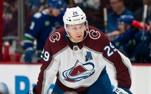 VANCOUVER, CANADA - JANUARY 5: Nathan MacKinnon #29 of the Colorado Avalanche during NHL action against the Vancouver Canucks on January, 5, 2023 at Rogers Arena in Vancouver, British Columbia, Canada. (Photo by Rich Lam/Getty Images)