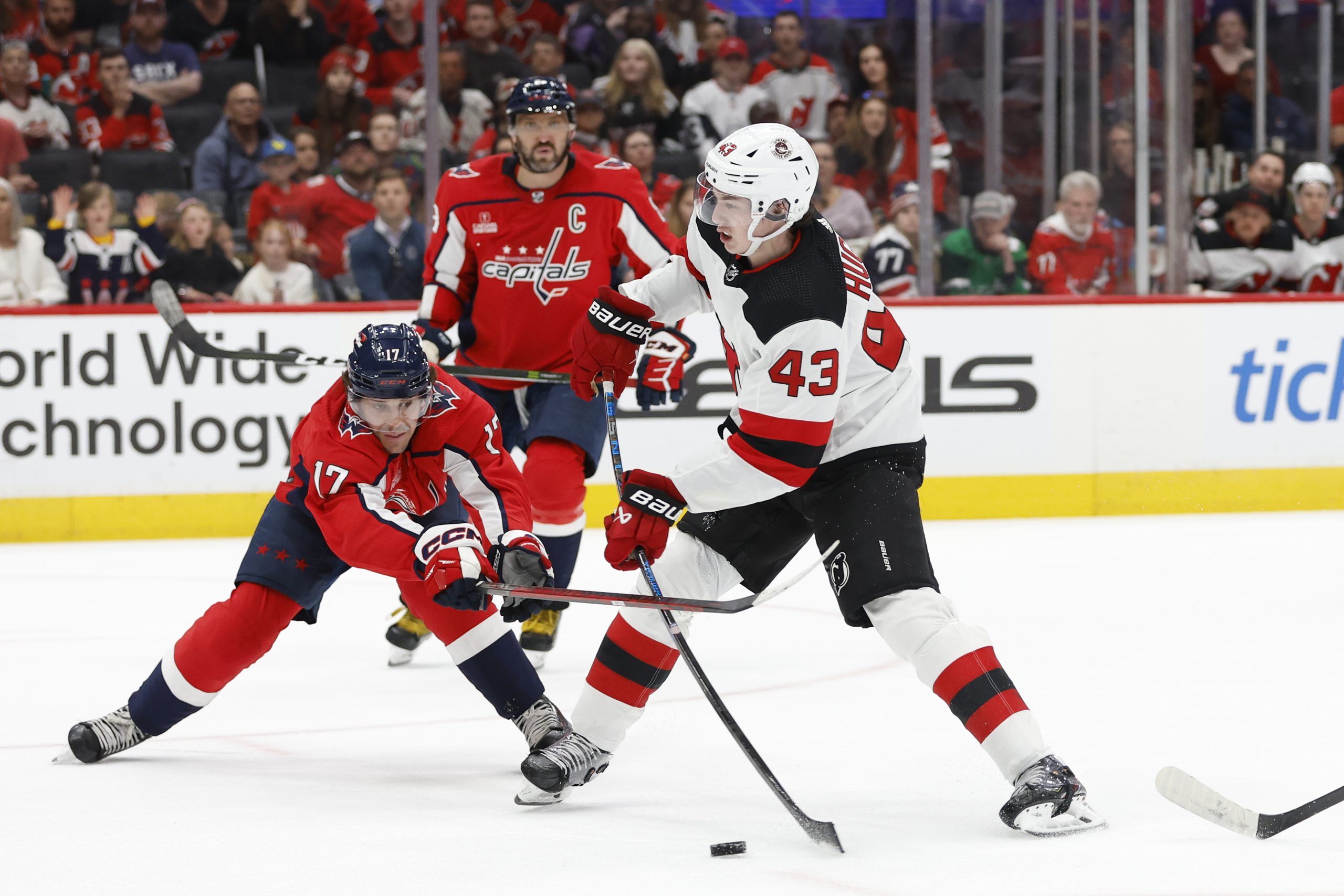 Luke Hughes made his NHL debut with the New Jersey Devils on