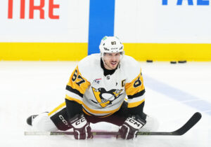 Crosby warming up as the Penguins try to make the NHL Playoffs