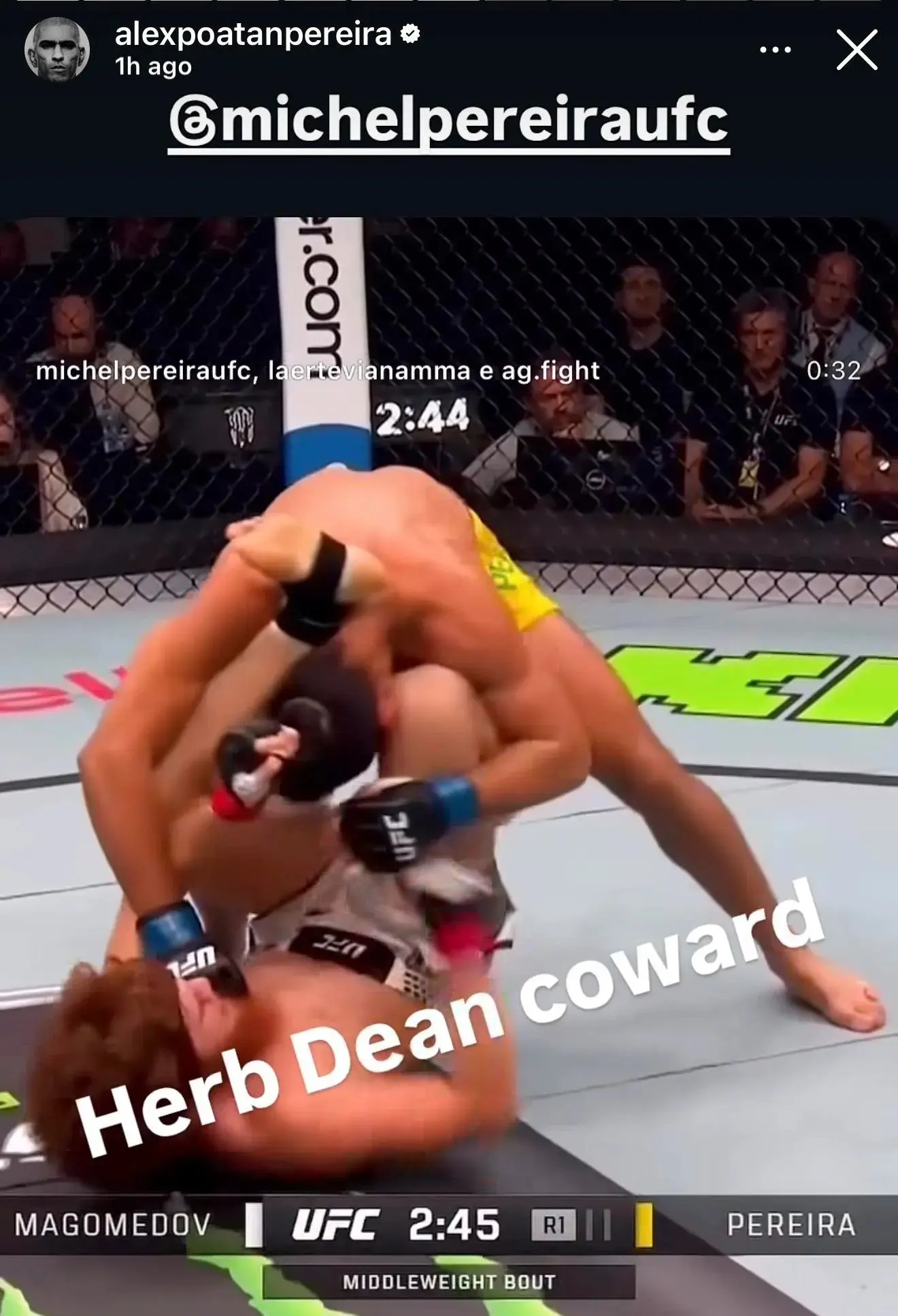 Alex Pereira calls out Herb Dean after UFC Baku