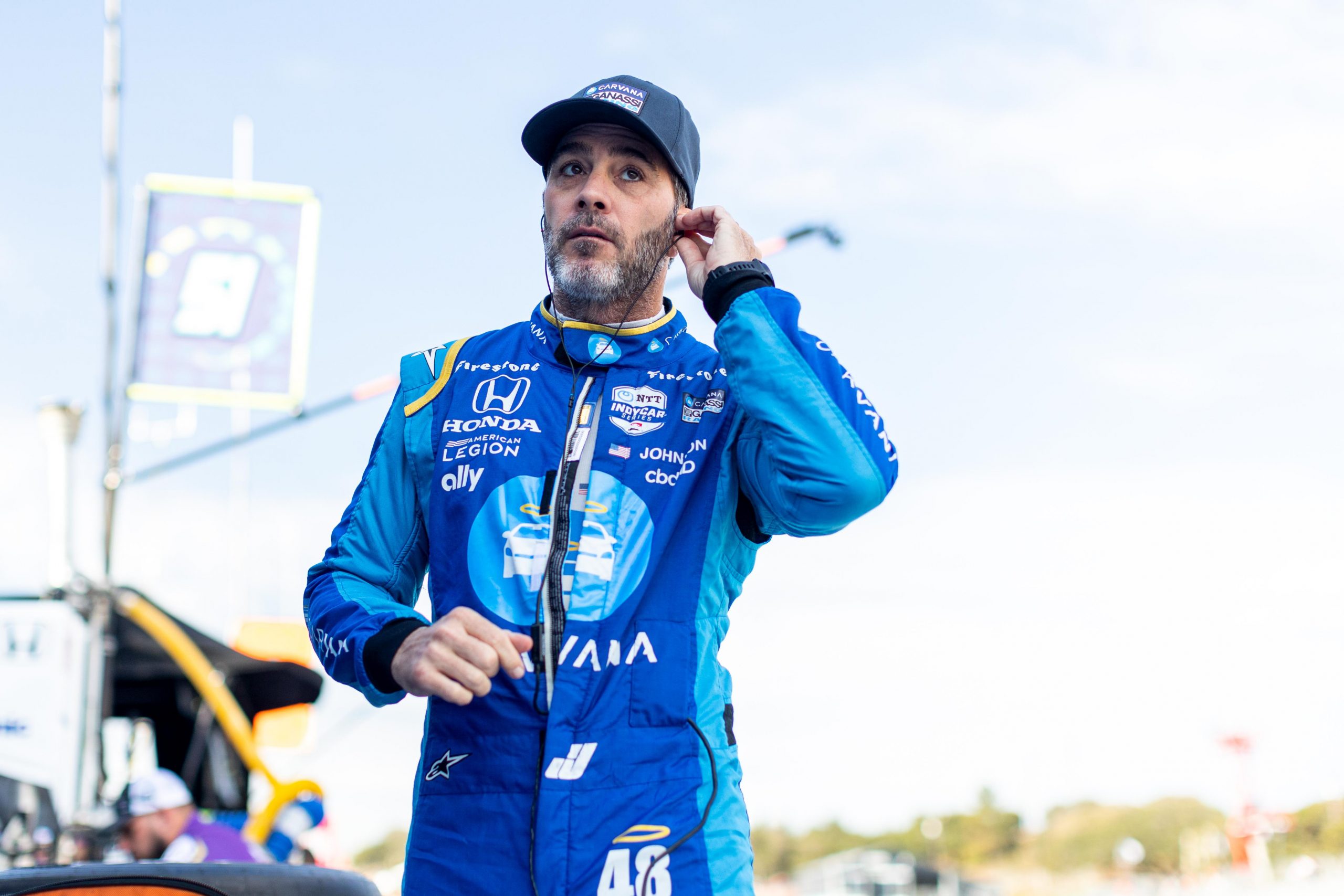 Jimmie Johnson on pit road before the 2022 Firestone Grand Prix of Monterey