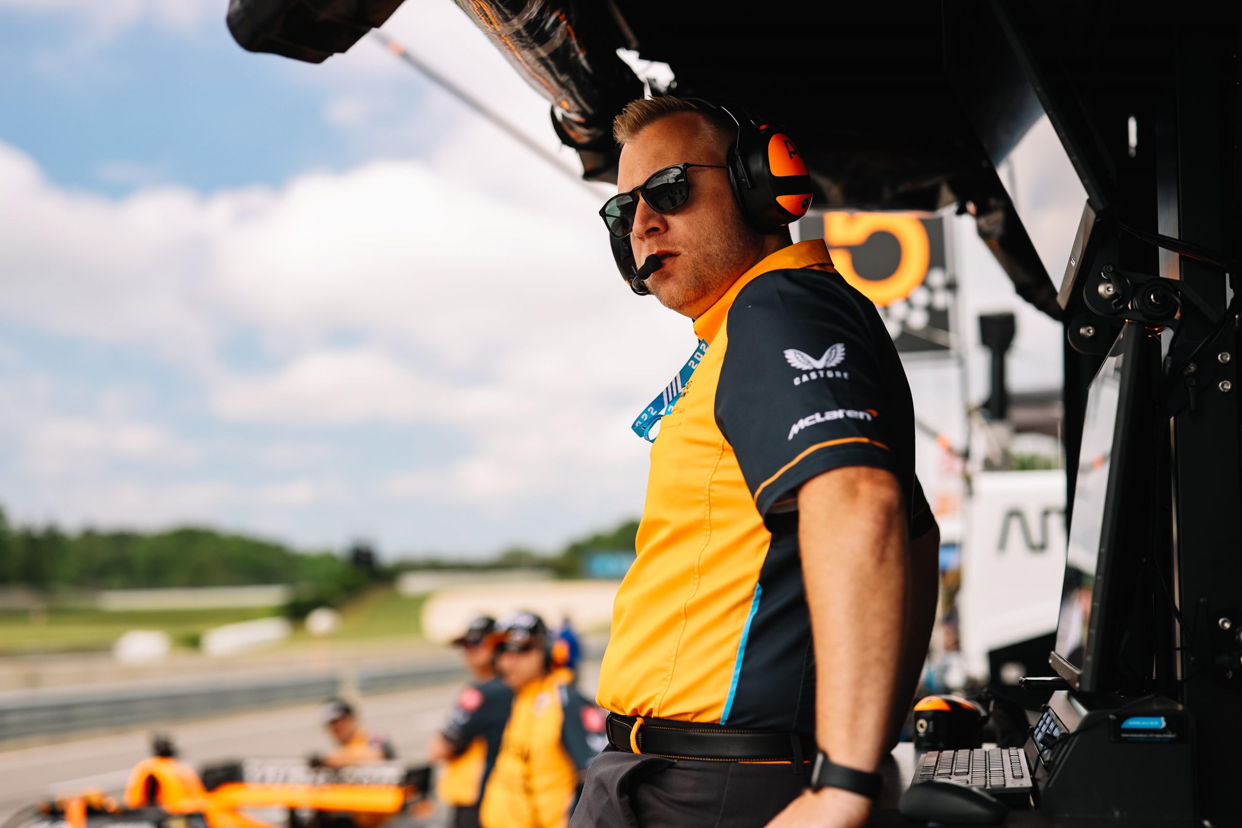 Arrow McLaren SP team president Taylor Kiel looks on at the 2022 Honda Indy Grand Prix of Alabama