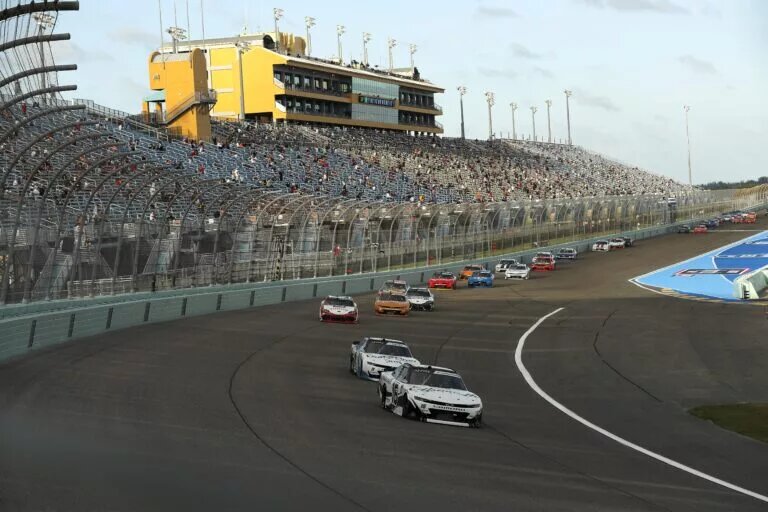 A.J. Allmendinger leads the field at Homestead-Miami Speedway