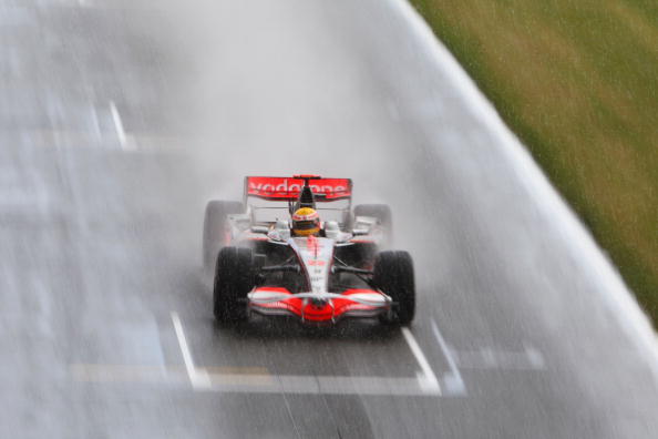 NORTHAMPTON, UNITED KINGDOM - JULY 06: Lewis Hamilton of Great Britain and McLaren Mercedes drives on his way to victory during the British Formula One Grand Prix at Silverstone on July 6, 2008 in Northampton, England. (Photo by Mark Thompson/Getty Images)