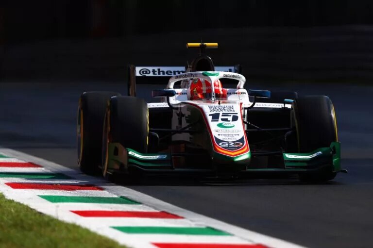 MONZA, ITALY - SEPTEMBER 09: Ralph Boschung of Switzerland and Campos Racing (15) drives on track during practice ahead of Round 13:Monza of the Formula 2 Championship at Autodromo Nazionale Monza on September 09, 2022 in Monza, Italy. (Photo by Bryn Lennon - Formula 1/Formula Motorsport Limited via Getty Images)