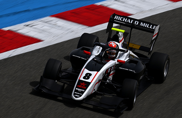 BAHRAIN, BAHRAIN - MARCH 20: Gregoire Saucy of Switzerland and ART Grand Prix (8) drives on track during the Round 1:Sakhir Feature Race of the Formula 3 Championship at Bahrain International Circuit on March 20, 2022 in Bahrain, Bahrain. (Photo by Clive Mason/Getty Images)