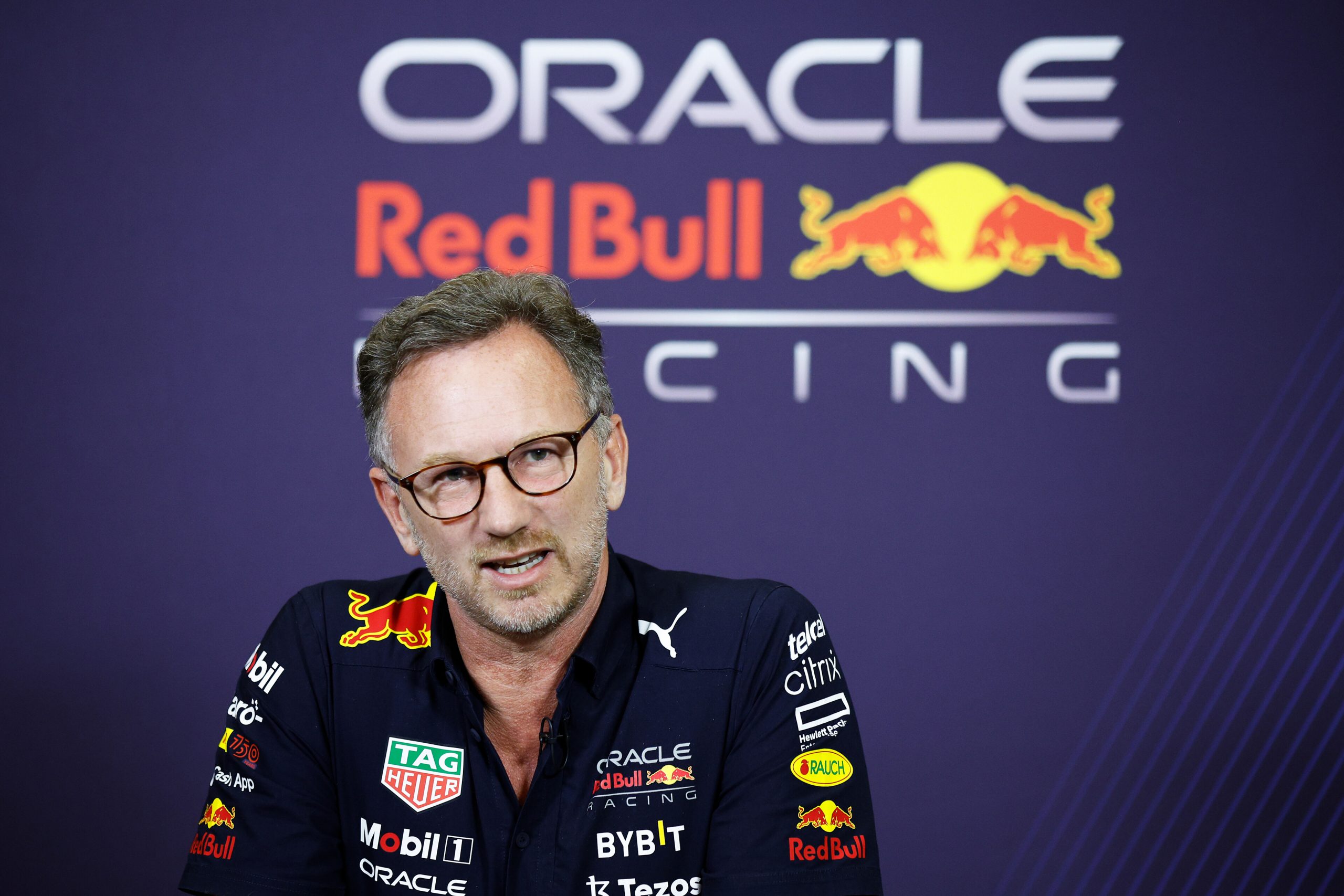 MEXICO CITY, MEXICO - OCTOBER 28: Red Bull Racing Team Principal Christian Horner talks in a press conference prior to practice ahead of the F1 Grand Prix of Mexico at Autodromo Hermanos Rodriguez on October 28, 2022 in Mexico City, Mexico. (Photo by Jared C. Tilton/Getty Images) // Getty Images / Red Bull Content Pool // SI202210280964 // Usage for editorial use only //
