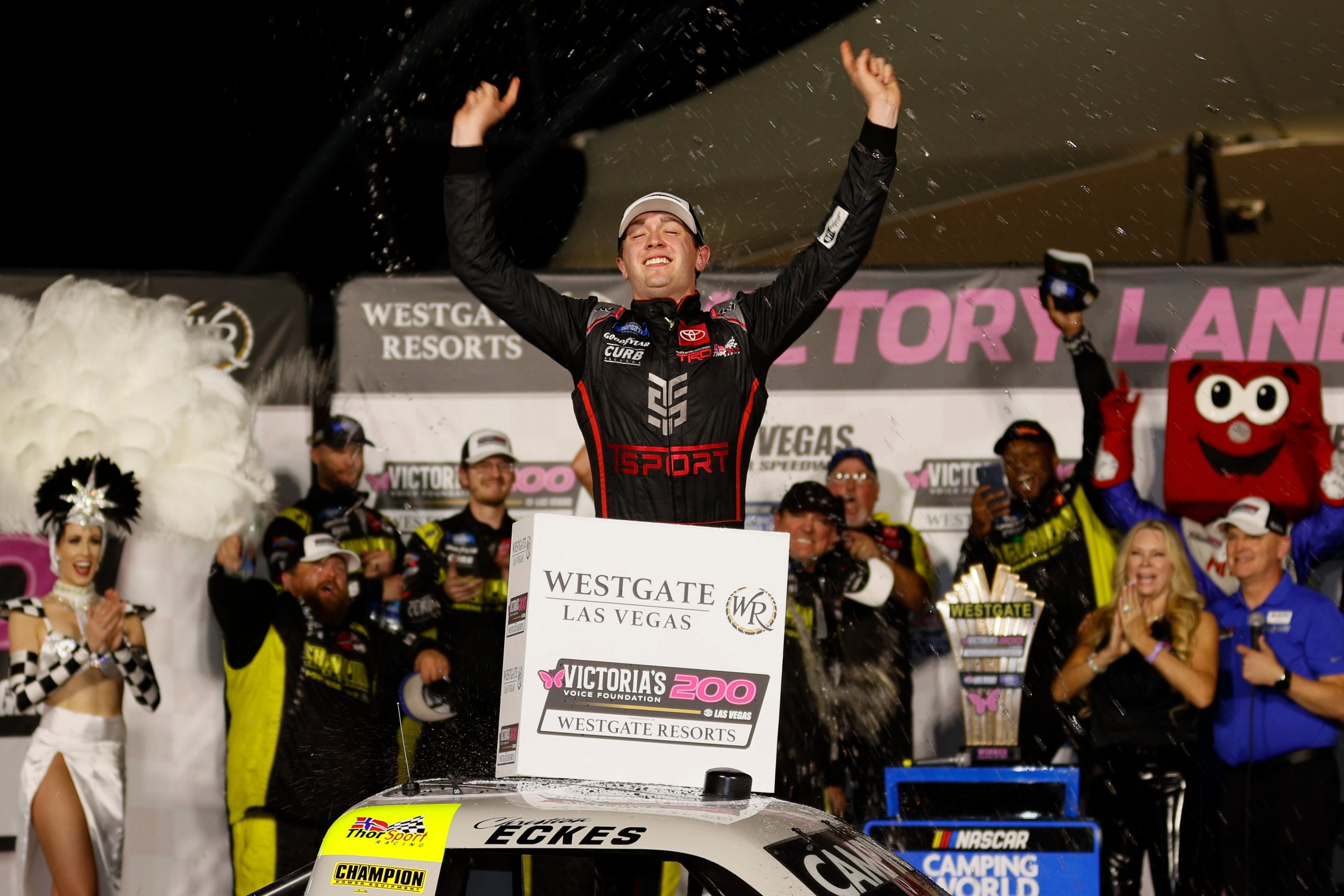 Christian Eckes celebrates his win at Las Vegas Motor Speedway (Steph Chambers/Getty Images)