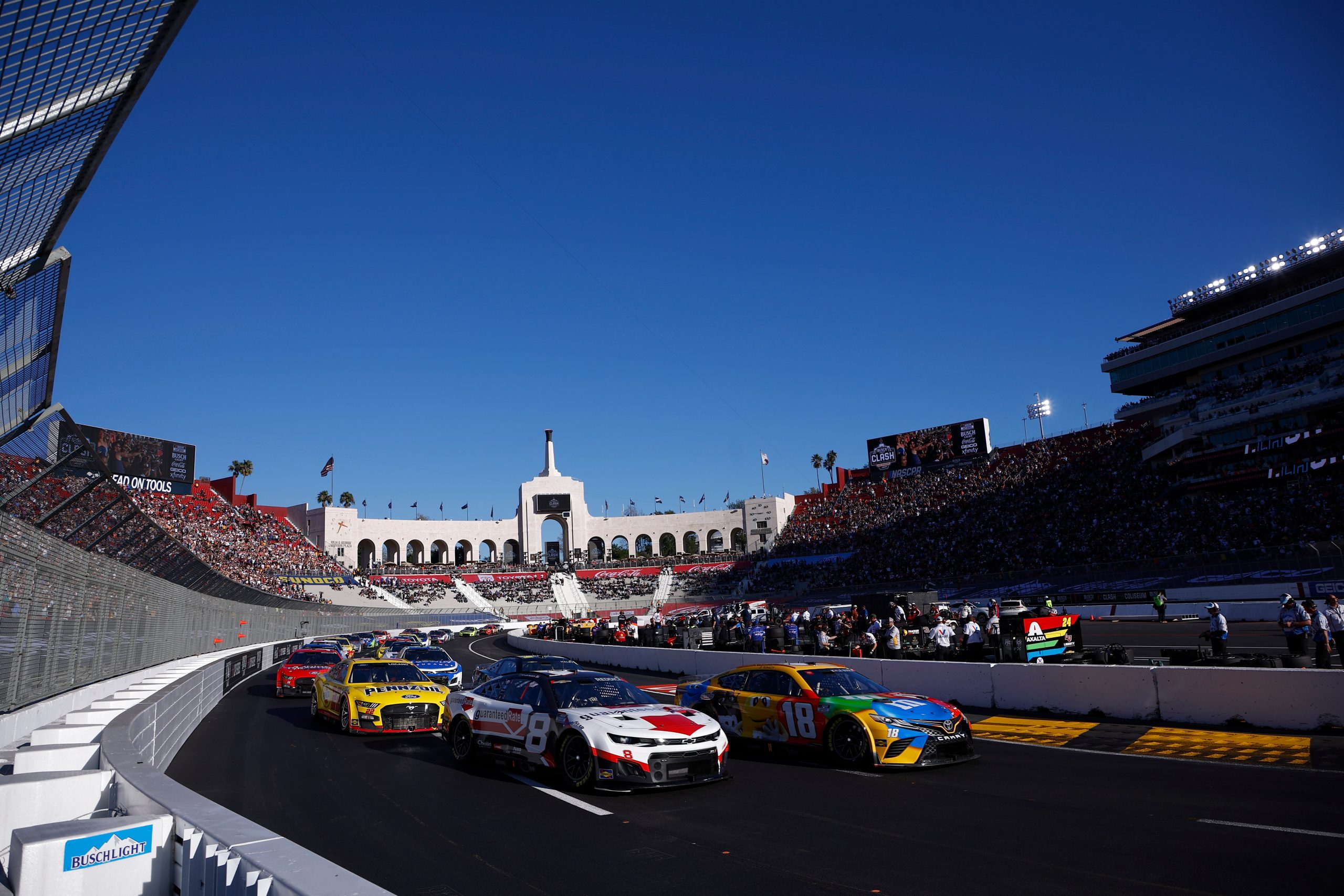 The NASCAR Cup Series field at the Los Angeles Coliseum