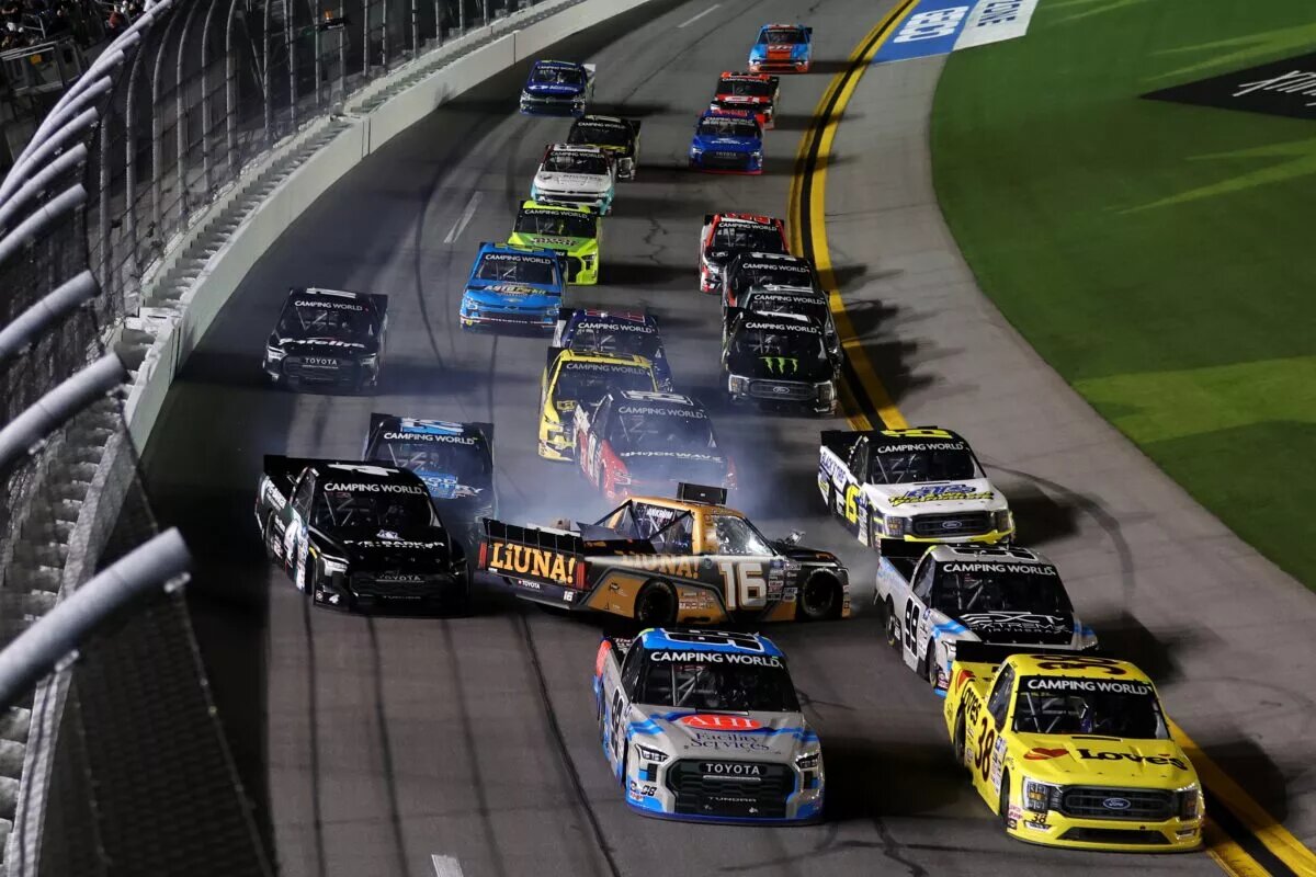 The NASCAR Truck Series field at Daytona International Raceway