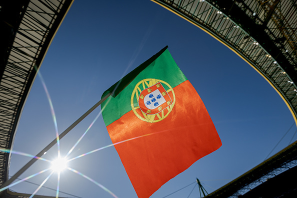 LISBON, PORTUGAL - JUNE 5: flag of Portugal during the UEFA Nations league match between Portugal v Switzerland at the Estadio Jose Alvalade on June 5, 2022 in Lisbon Portugal (Photo by David S. Bustamante/Soccrates/Getty Images)