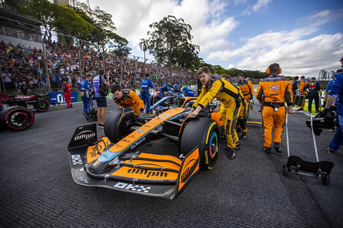 Lando Norris, McLaren MCL36, arrives on the grid
