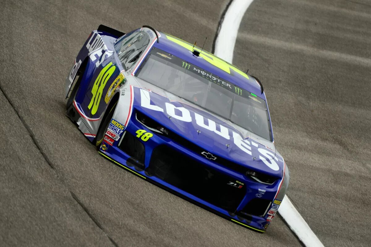 HOMESTEAD, FL - NOVEMBER 16: Jimmie Johnson, driver of the #48 Lowe's Rookie Throwback Chevrolet, during practice for the Monster Energy NASCAR Cup Series Ford EcoBoost 400 at Homestead-Miami Speedway on November 16, 2018 in Homestead, Florida. (Photo by Robert Laberge/Getty Images
