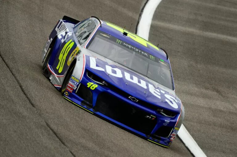 HOMESTEAD, FL - NOVEMBER 16: Jimmie Johnson, driver of the #48 Lowe's Rookie Throwback Chevrolet, during practice for the Monster Energy NASCAR Cup Series Ford EcoBoost 400 at Homestead-Miami Speedway on November 16, 2018 in Homestead, Florida. (Photo by Robert Laberge/Getty Images