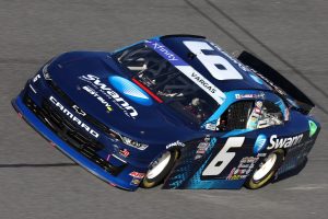 DAYTONA BEACH, FLORIDA - FEBRUARY 18: Ryan Vargas, driver of the #6 Swann Security Chevrolet, drives during practice for the NASCAR Xfinity Series Beef. It's What's For Dinner. 300 at Daytona International Speedway on February 18, 2022 in Daytona Beach, Florida. (Photo by James Gilbert/Getty Images)