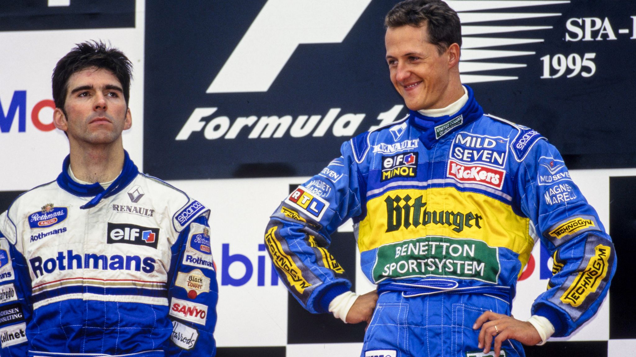 F1 driver Battles - Damon Hill and Micheal Schumacher in Spa 1995