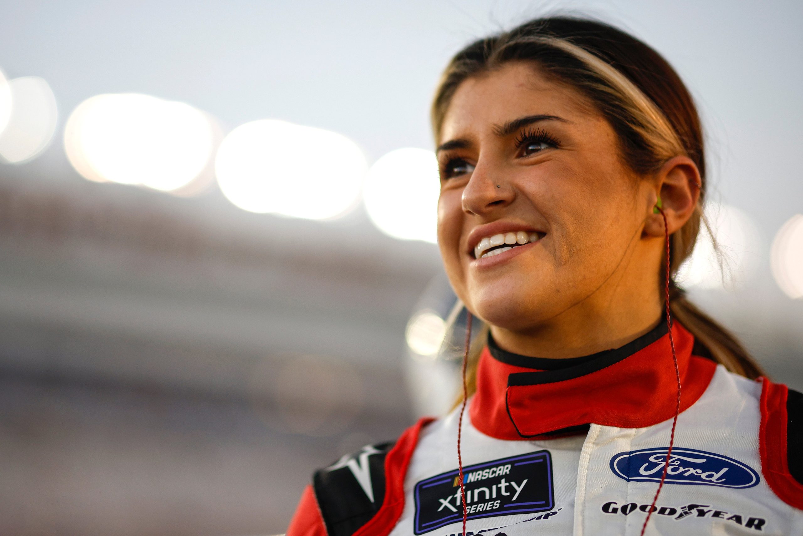 LAS VEGAS, NEVADA - OCTOBER 14: Hailie Deegan, driver of the #07 Pristine Auction Ford, waits on the grid during qualifying for the Event Name: NASCAR Xfinity Series Alsco Uniforms 302 at Las Vegas Motor Speedway on October 14, 2022 in Las Vegas, Nevada. (Photo by Sean Gardner/Getty Images)