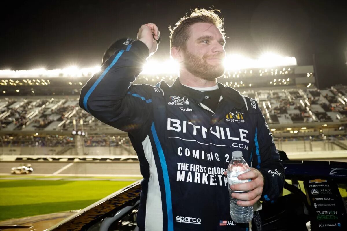 DAYTONA BEACH, Fla. - FEBRUARY 16: Conor Daly, driver of the #50 BitNile.com Chevrolet, reacts after the NASCAR Cup Series Bluegreen Vacations Duel #2 at Daytona International Speedway on Feb. 16, 2023, in Daytona Beach, Florida. Photo: Chris Graythen/Getty Images
