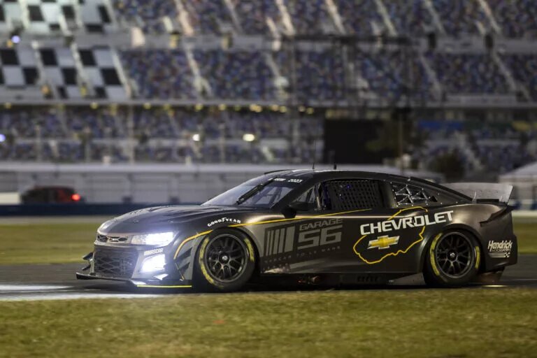 DAYTONA BEACH, FLORIDA - JANUARY 31: The NASCAR Garage 56 Test car is seen on track at Daytona International Speedway on January 31, 2023 in Daytona Beach, Florida. (Photo by James Gilbert/Getty Images)