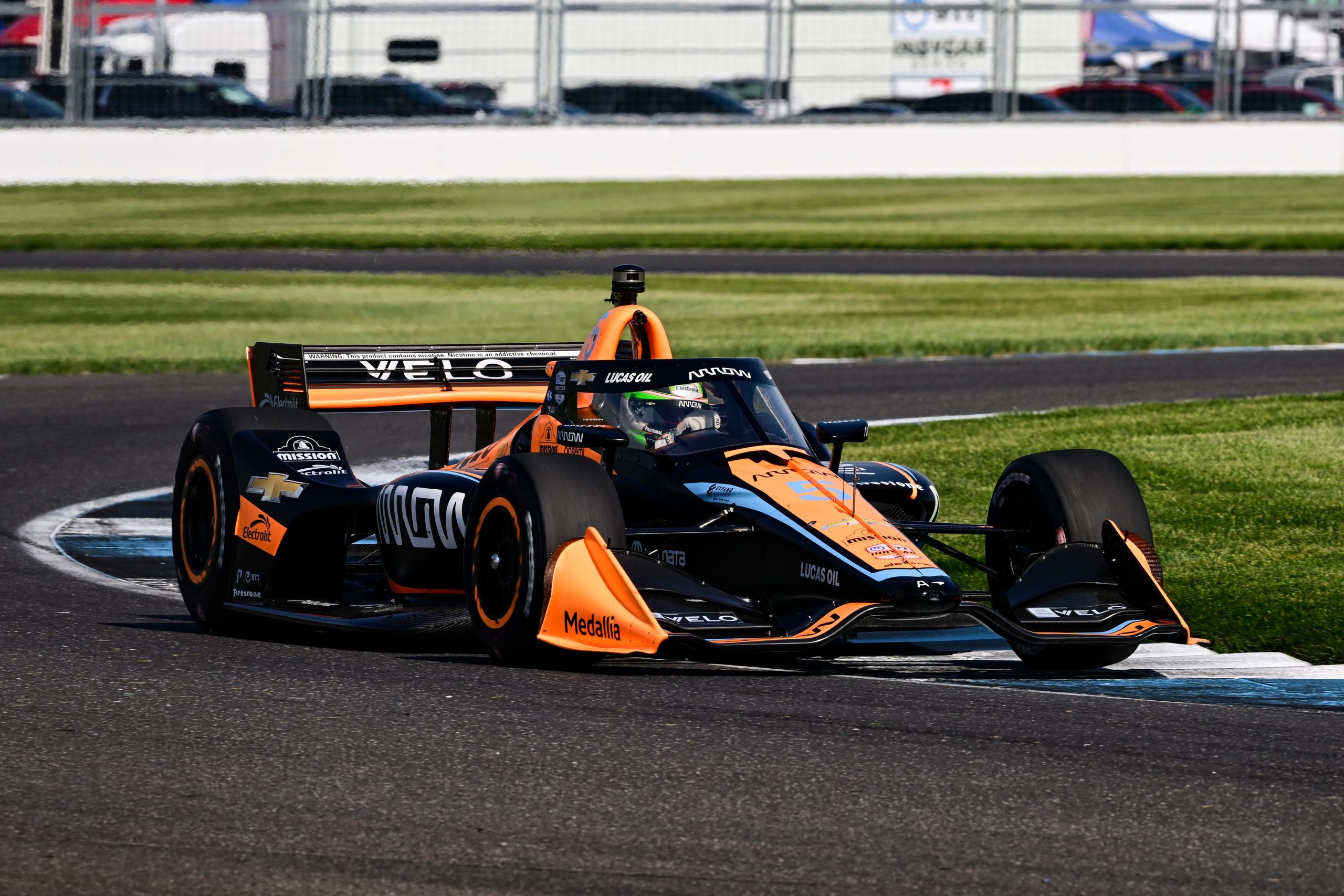 Pato O'Ward during Practice 1 for the GMR Grand Prix at Indianapolis Motor Speedway. (James Black/Penske Entertainment)