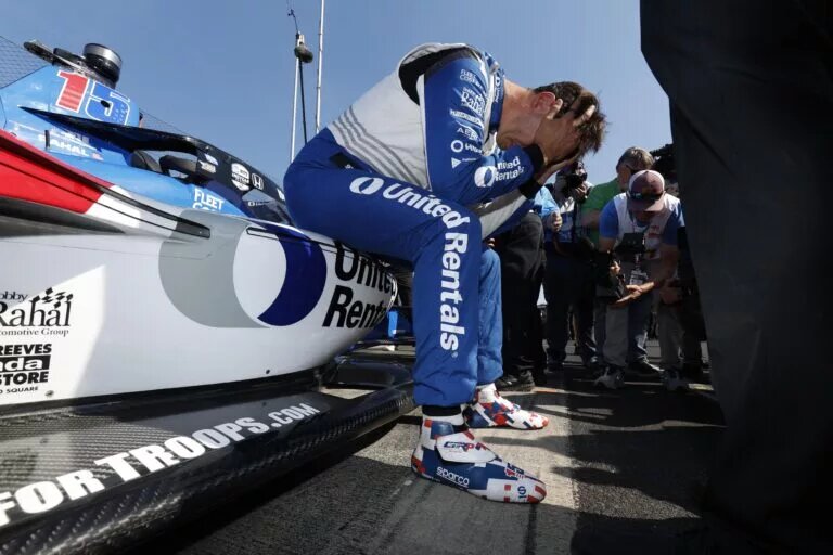 Graham Rahal reacts to failing to qualify for the 107th Indianapolis 500. (Joe Skibinski/Penske Entertainment)