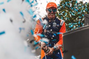 Scott Dixon celebrates his win at the 2022 Honda Indy Toronto. (Joe Skibinski/Penske Entertainment)