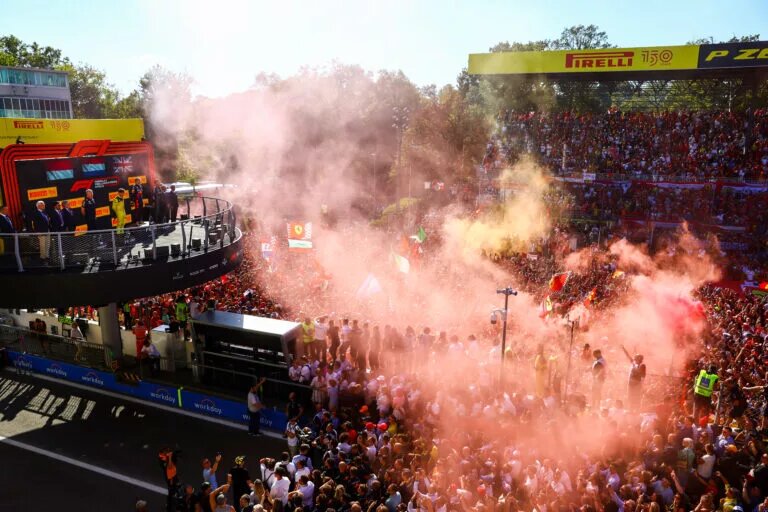 The scenes at the podium. 2022 Italian GP
