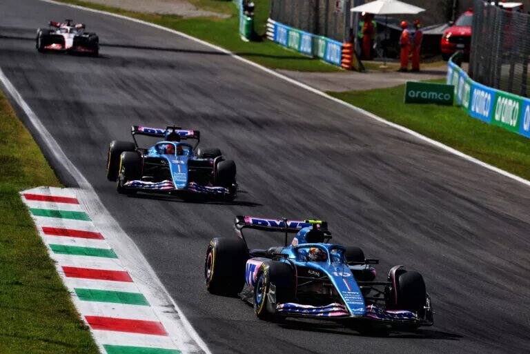 Alpine drivers Pierre Gasly & Esteban Ocon at the 2023 Italian Grand Prix.