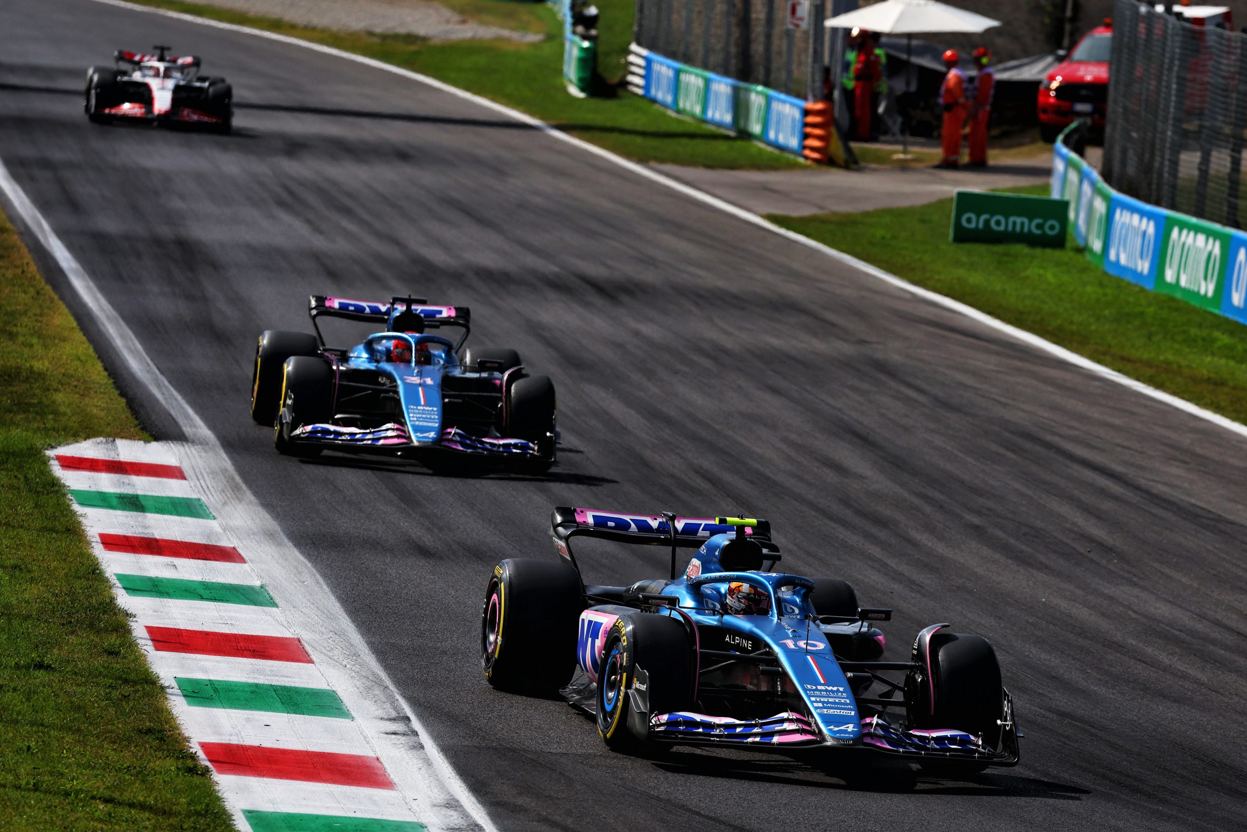 Alpine drivers Pierre Gasly & Esteban Ocon at the 2023 Italian Grand Prix.