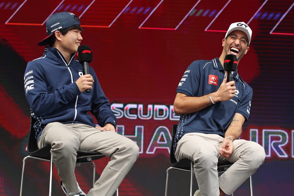 Daniel Ricciardo and Yuki Tsunoda at the Hungarian Grand Prix, 2023