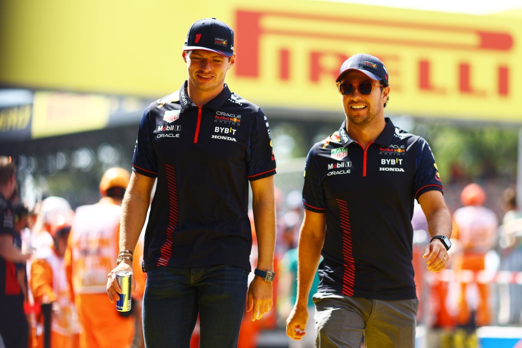 Max Verstappen & Sergio Perez of Red Bull Racing at the Italian Grand Prix