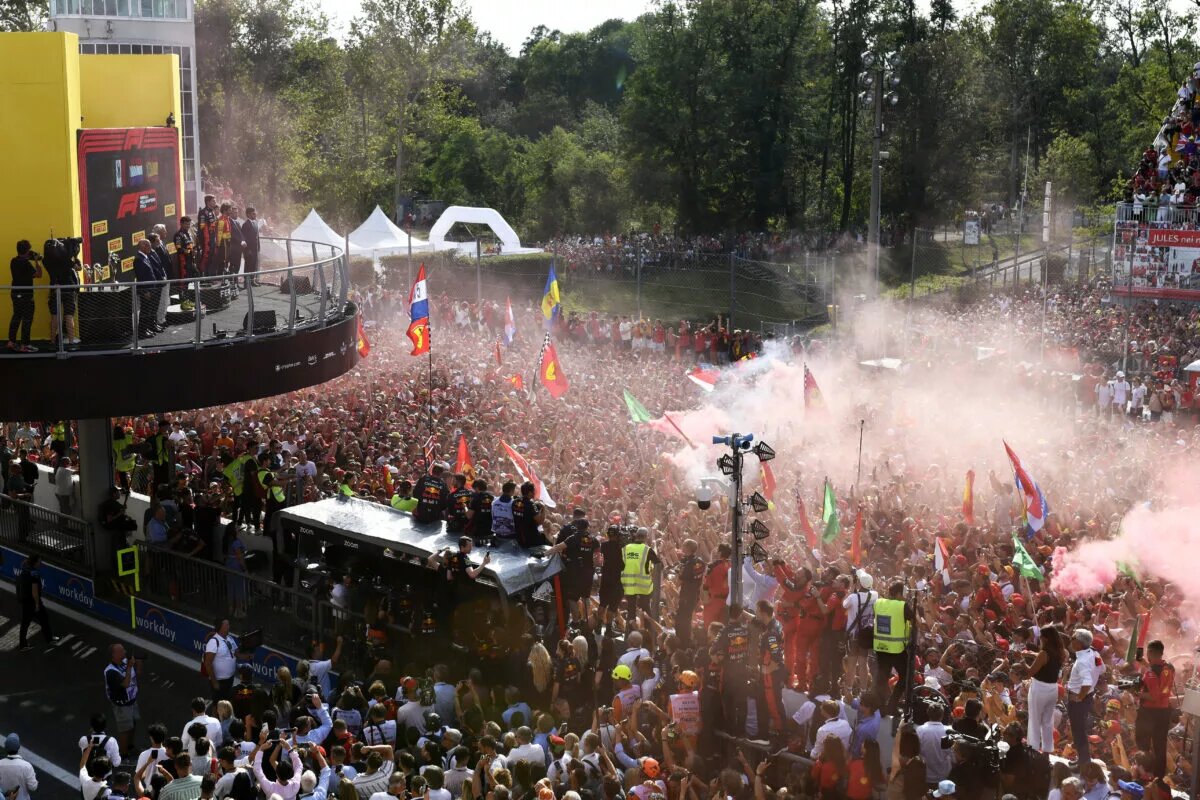 The scenes at the podium of the 2023 Italian Grand Prix, Monza.