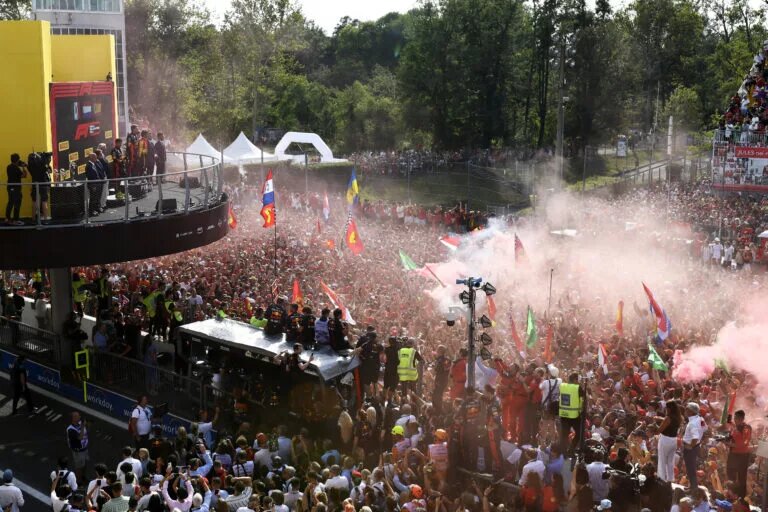 The scenes at the podium of the 2023 Italian Grand Prix, Monza.