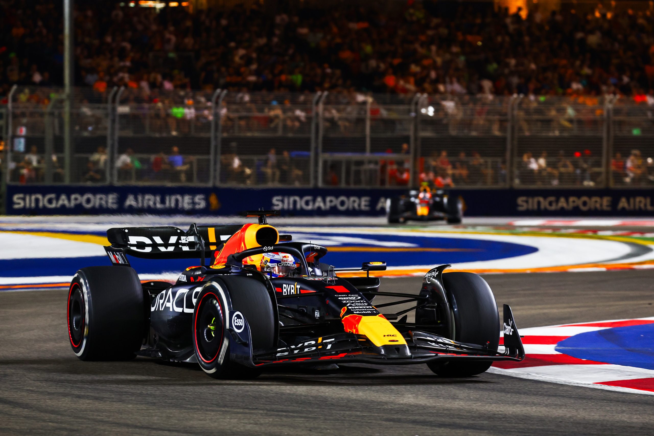 Max Verstappen and Sergio Perez for Red Bull Racing at the Singapore GP