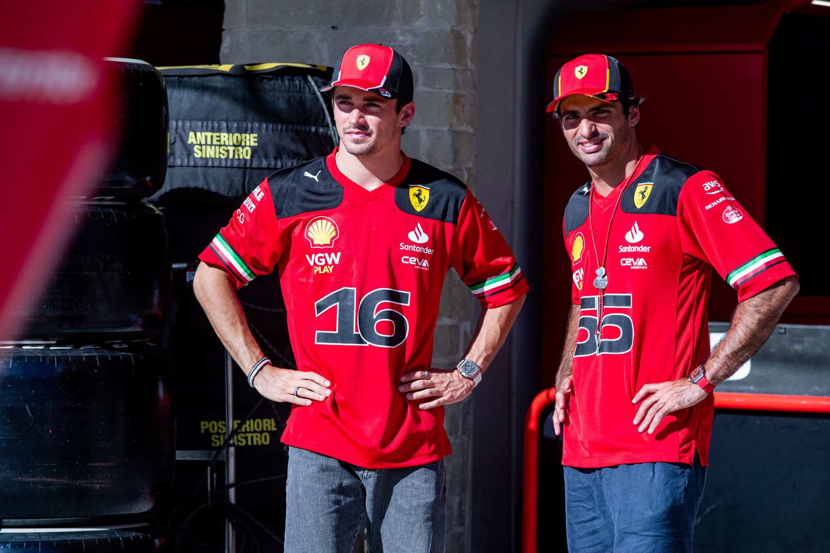 Ferrari drivers Charles Leclerc and Carlos Sainz ahead of the United States Grand Prix 2023