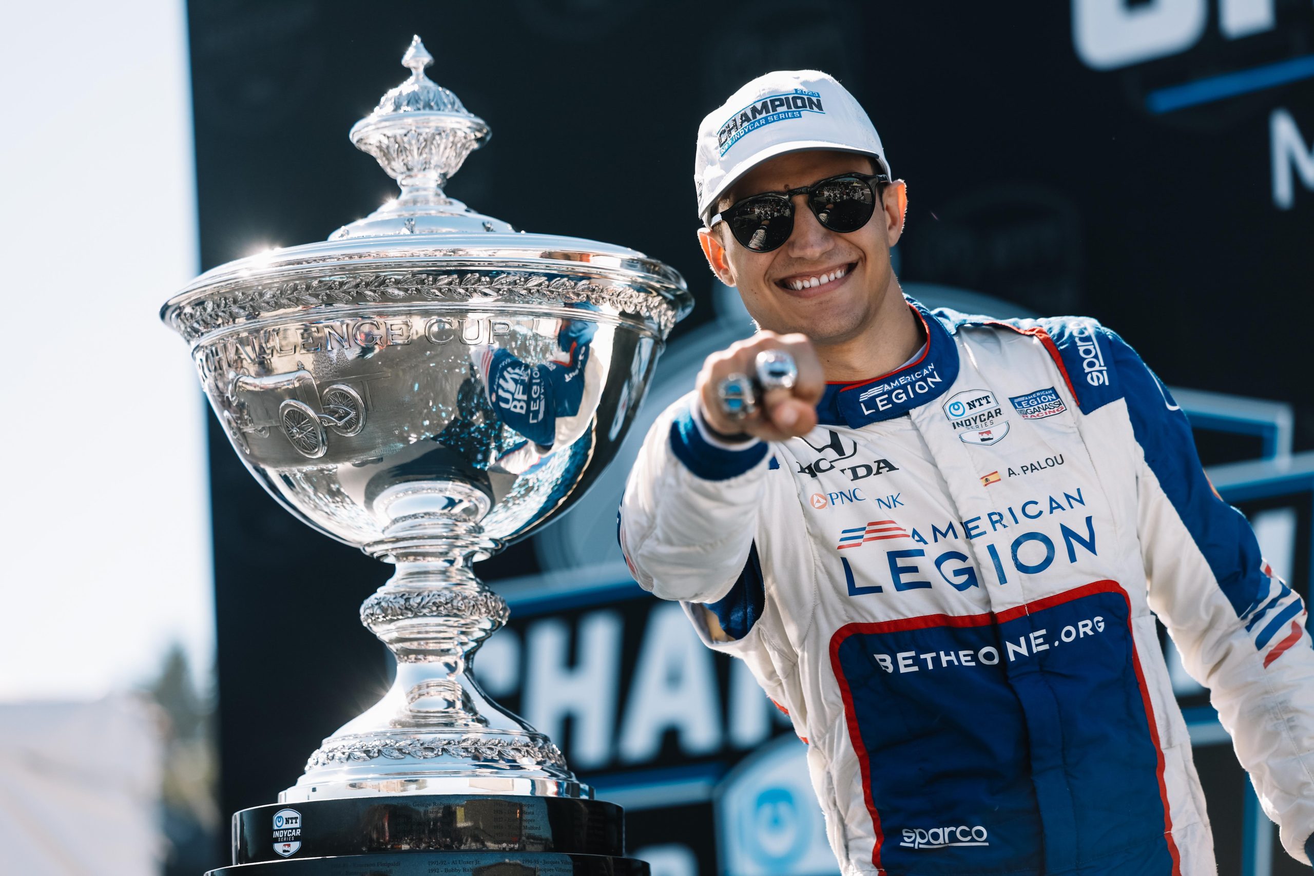 Alex Palou celebrating his IndyCar championship.