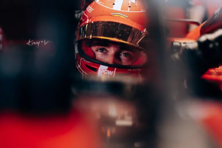 Charles Leclerc sitting in his car during the Brazilian Grand Prix weekend, 2023