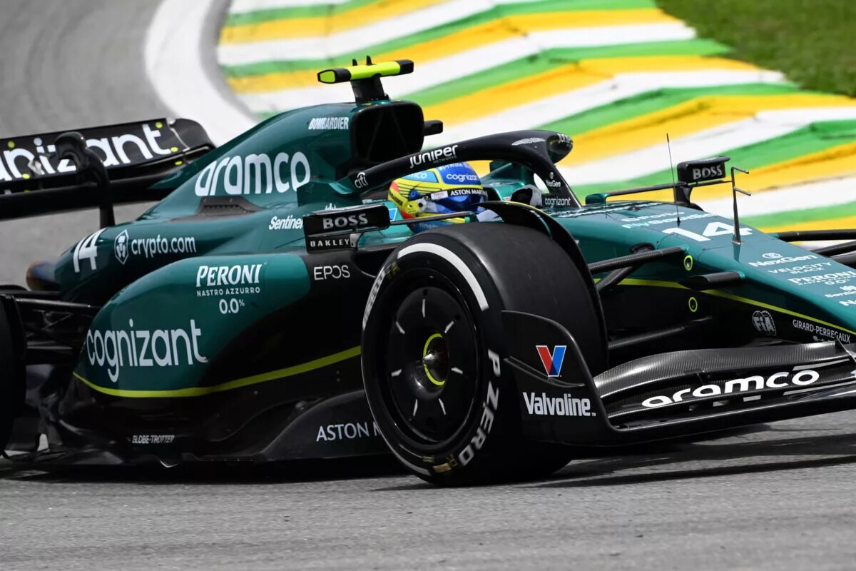 Fernando Alonso of Aston Martin Racing at the Brazilian Grand Prix, 2023