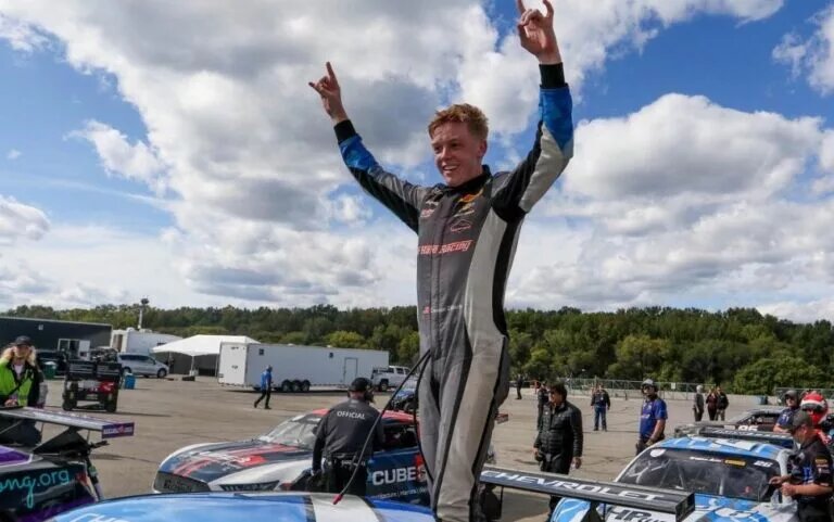 Connor Zilisch after winning 2nd TA2 race at the Detroit Grand Prix