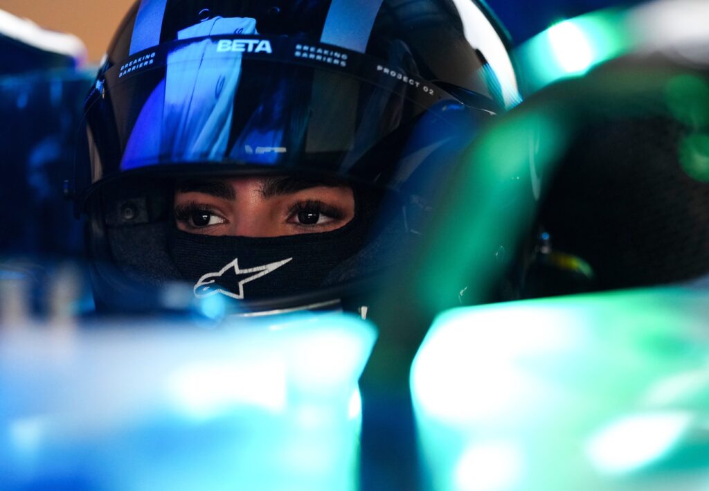 Reem AlAboud driving the Formula E GenBeta