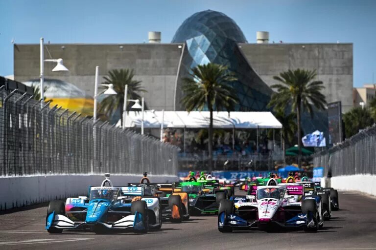 Josef Newgarden of Team Penske on the formation lap of the 2024 NTT IndyCar Series Grand Prix of St. Petersburg.