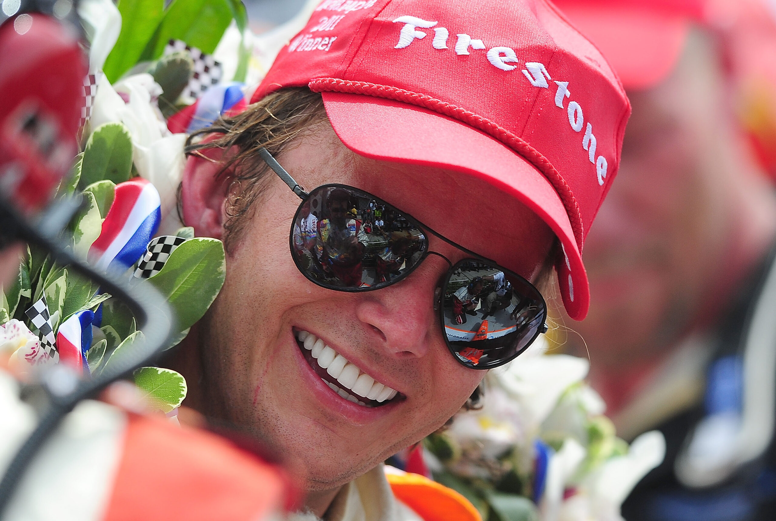 Dan Wheldon Celebrates his Indy 500 victory, May 29th 2011. Credit: Andrew Weber-USA TODAY Sports