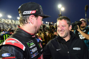 DAYTONA BEACH, FL - FEBRUARY 26: Kurt Busch, driver of the #41 Haas Automation/Monster Energy Ford, celebrates in Victory Lane with team co-owner Tony Stewart after winning the 59th Annual DAYTONA 500 at Daytona International Speedway on February 26, 2017 in Daytona Beach, Florida. (Photo by Jared C. Tilton/Getty Images)