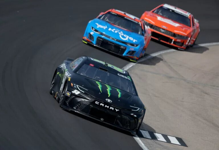 Ty Gibbs, driver of the #54 Monster Energy Toyota, drives during practice for the NASCAR Cup Series Iowa Corn 350 at Iowa Speedway on June 14, 2024 in Newton, Iowa. (Photo by Jonathan Bachman/Getty Images)