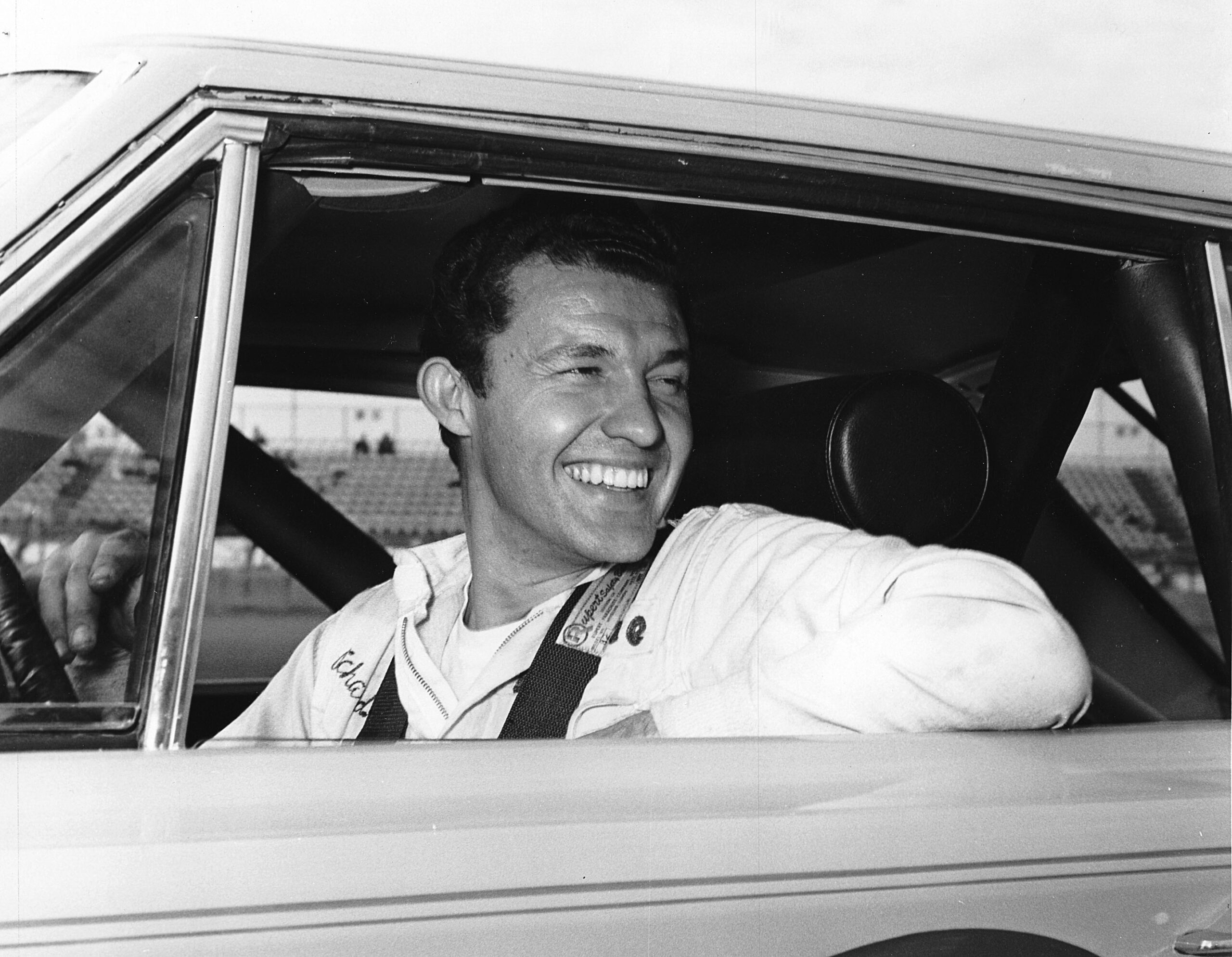 Mid-1960s: Richard Petty sits in one of his Petty Enterprises rides he used at Daytona International Speedway. During his career, Petty made 74 starts in Cup races at Daytona, scoring 10 victories; seven in the Daytona 500 and three in the Firecracker 4