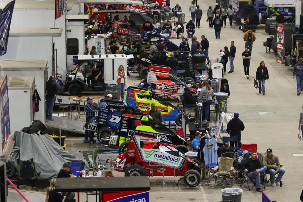 The Pits at the Chili Bowl Nationals at the Tulsa Convention Center.
