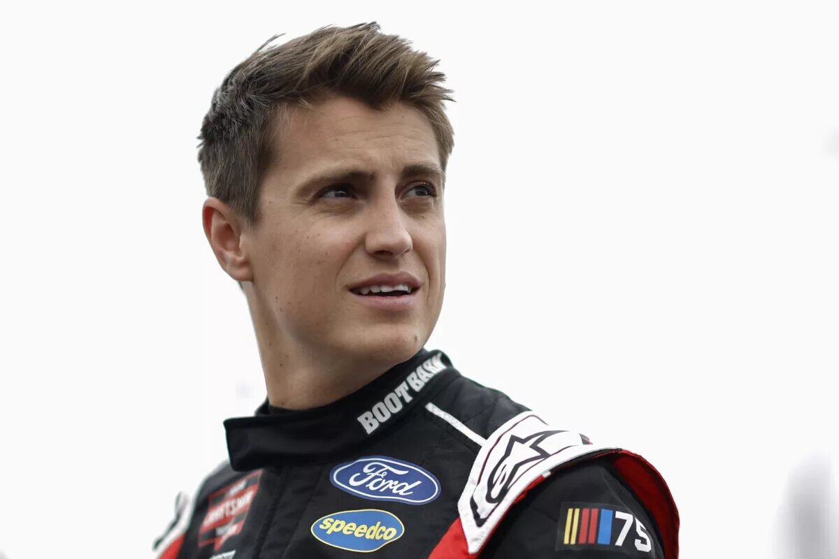 NORTH WILKESBORO, NORTH CAROLINA - MAY 19: Zane Smith, driver of the #38 Boot Barn Ford, waits on the grid during practice for the NASCAR Craftsman Truck Series Tyson 250 at North Wilkesboro Speedway on May 19, 2023 in North Wilkesboro, North Carolina. (Photo by Jared C. Tilton/Getty Images)