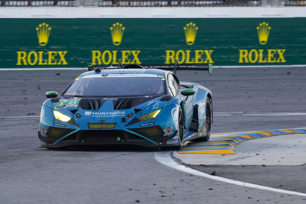 DAYTONA BEACH, FL - JANUARY 26: The 78 Forte Racing Lamborghini Huracan GT3 EVO2 of Misha Goikhberg, Mario Farnbacher, Franck Perera, and Parker Kligerman during the Rolex 24 at Daytona on January 26, 2025 at Daytona International Speedway in Daytona Beach, FL. Photo by David Rosenblum/Icon Sportswire AUTO: JAN 26 IMSA Rolex 24 at Daytona 