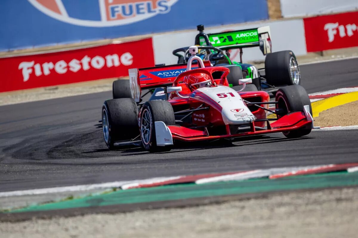 September 9, 2023, Monterey, CA, USA: IndyCar, Indy Car, IRL, USA NXT by Firestone Series driver, JACOB ABEL 51 of Louisville, Kentucky, races through the turns during the Firestone Grand Prix of Monterey at the WeatherTech Raceway Laguna Seca in Monterey CA. Monterey USA - ZUMAa161 20230909_aaa_a161_078 Copyright: xKennethxLxWeisenbergerxGrindstonx